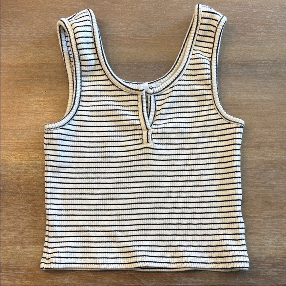 O'Neill Black and White Striped Crop Top